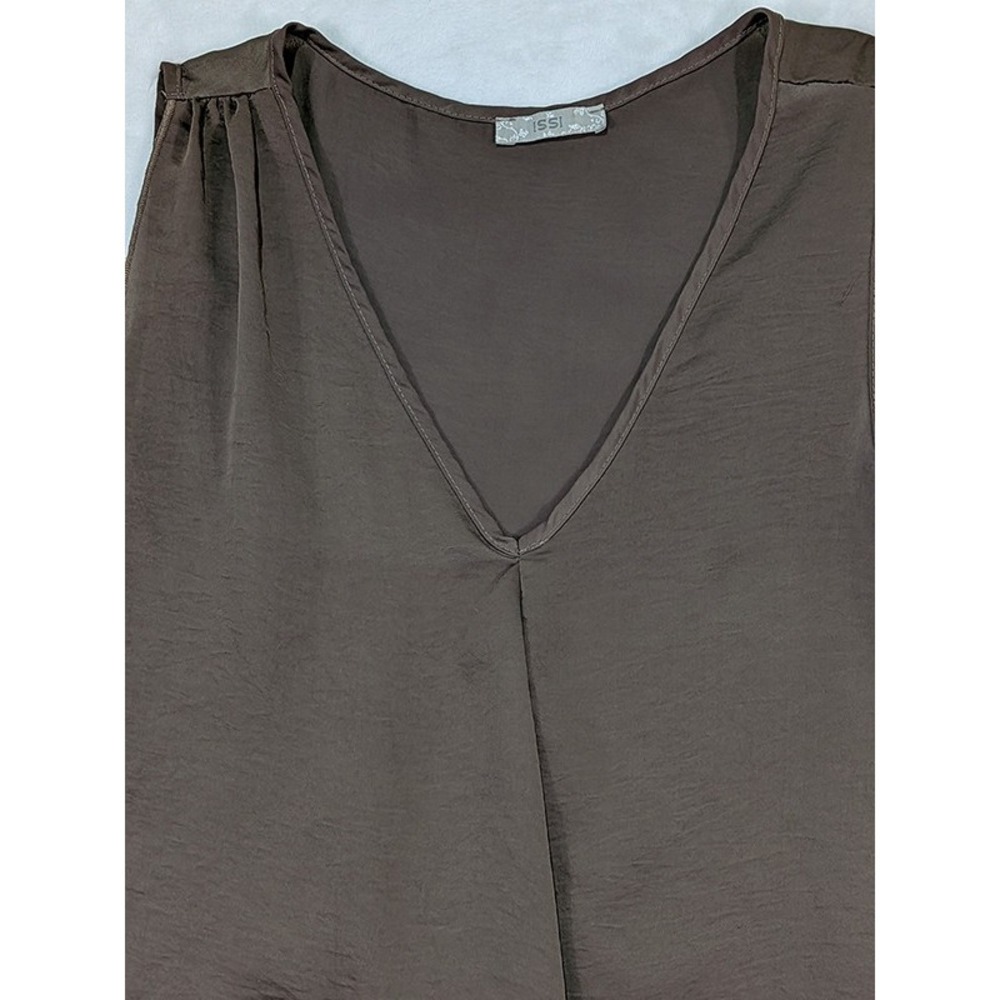 Issi Cami Tank Top Womens M Brown Y2K Revival 90s Minimalist Waterfall Drape - Picture 3 of 8